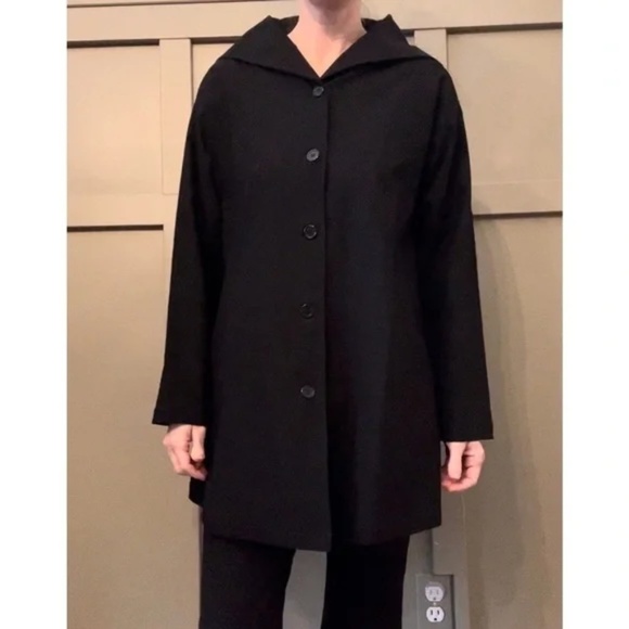 Blanque Longline Black Jacket Coat Button Front W/ Pockets Size Medium - Picture 14 of 14